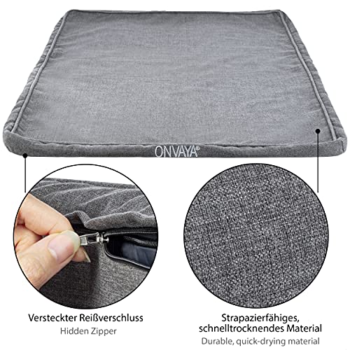 ONVAYA® Hundekissen Ersatzbezug | Hundebett Wechselbezug | hygienisch | Bezug auf 95 Grad waschbar | strapazierfähiges Material | Größe XL | Grau