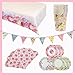 Talking Tables Pink Floral Tableware Set & Tea Party Decorations for 12 Guests | Paper Plates and Napkins, Recyclable Cups, Bunting & Tablecloth | Perfect for Birthday, Mother's Day, Afternoon Tea