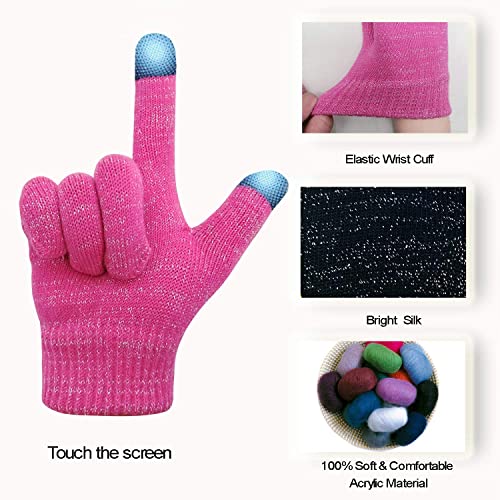 Evridwear Kids Winter Gloves, 3 Pairs Touchscreen Knitted Warm Stretch Gloves for Boys and Girls Cold Weather2