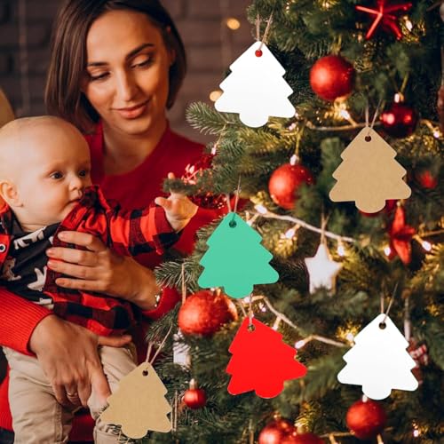 200 Stück Geschenkanhänger Weihnachten, Geschenkanhänger, Anhänger Weihnachten, Geschenkanhänger Zum Beschriften, Geschenkanhänger Kraftpapier, Weihnachtsanhänger Papier, Etiketten Weihnachten