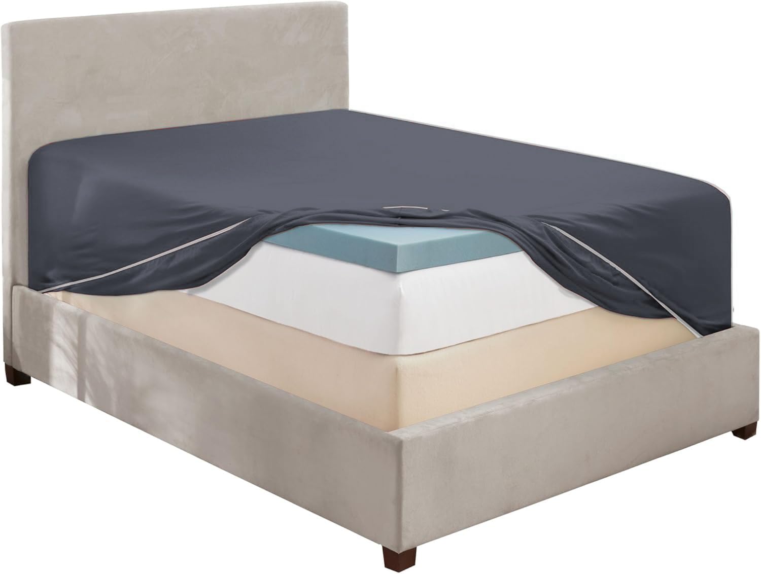 Hearth &amp; Harbor Extra Deep Pocket Queen Fitted Sheet, Dark Grey