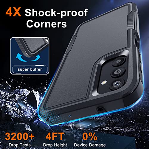 Image of for Samsung Galaxy A14 5G Case with 1 Pcs Tempered Glass Screen Protector and 1 Pcs Camera Lens Cover,Heavy Duty Rugged Shockproof Full Body Protective Phone Cover,Black Matte