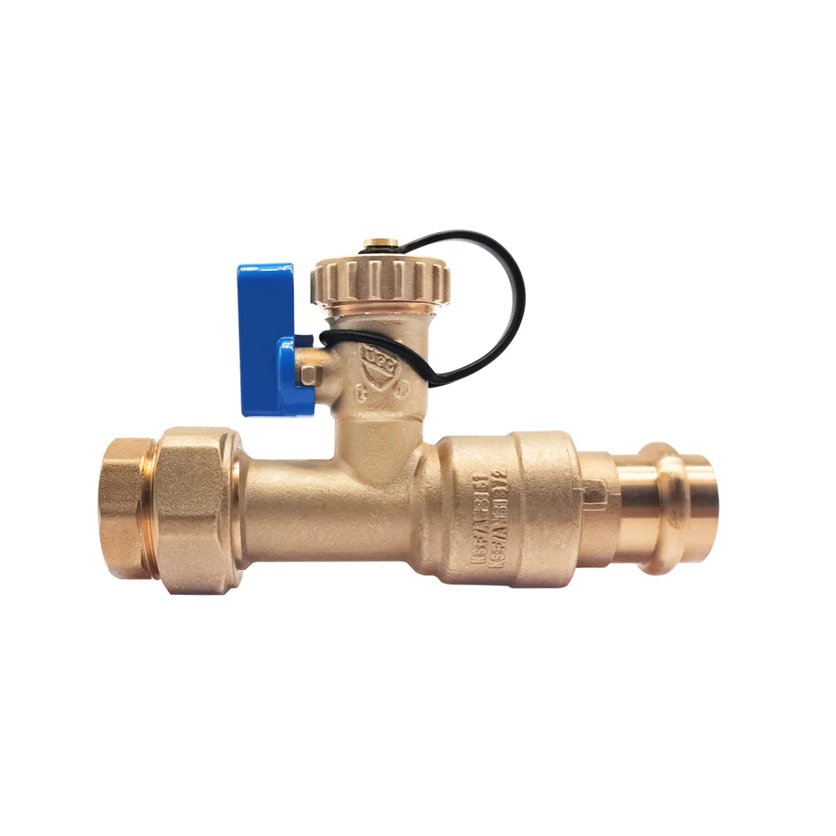 Kit de válvula de servicio de aislamiento de calentador de agua sin tanque de 3/4 pulgadas con válvula de alivio de presión, latón limpio FNPT X PRESS, válvula de instalación de servicio de 3/4