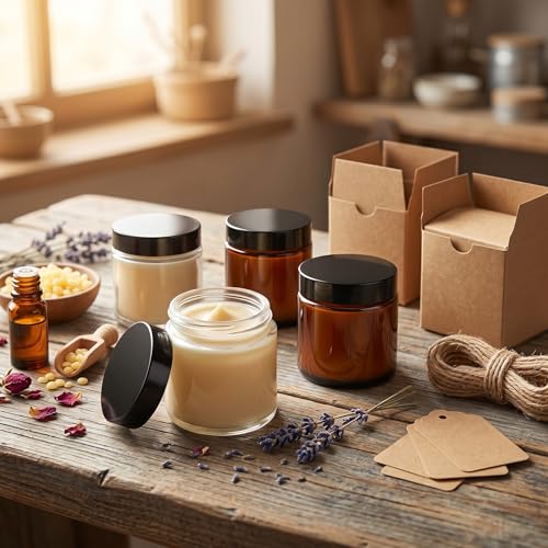 Image of Norme 24 Pcs 4 oz Glass Jars with Lids Cosmetic Jars, Amber, Clear