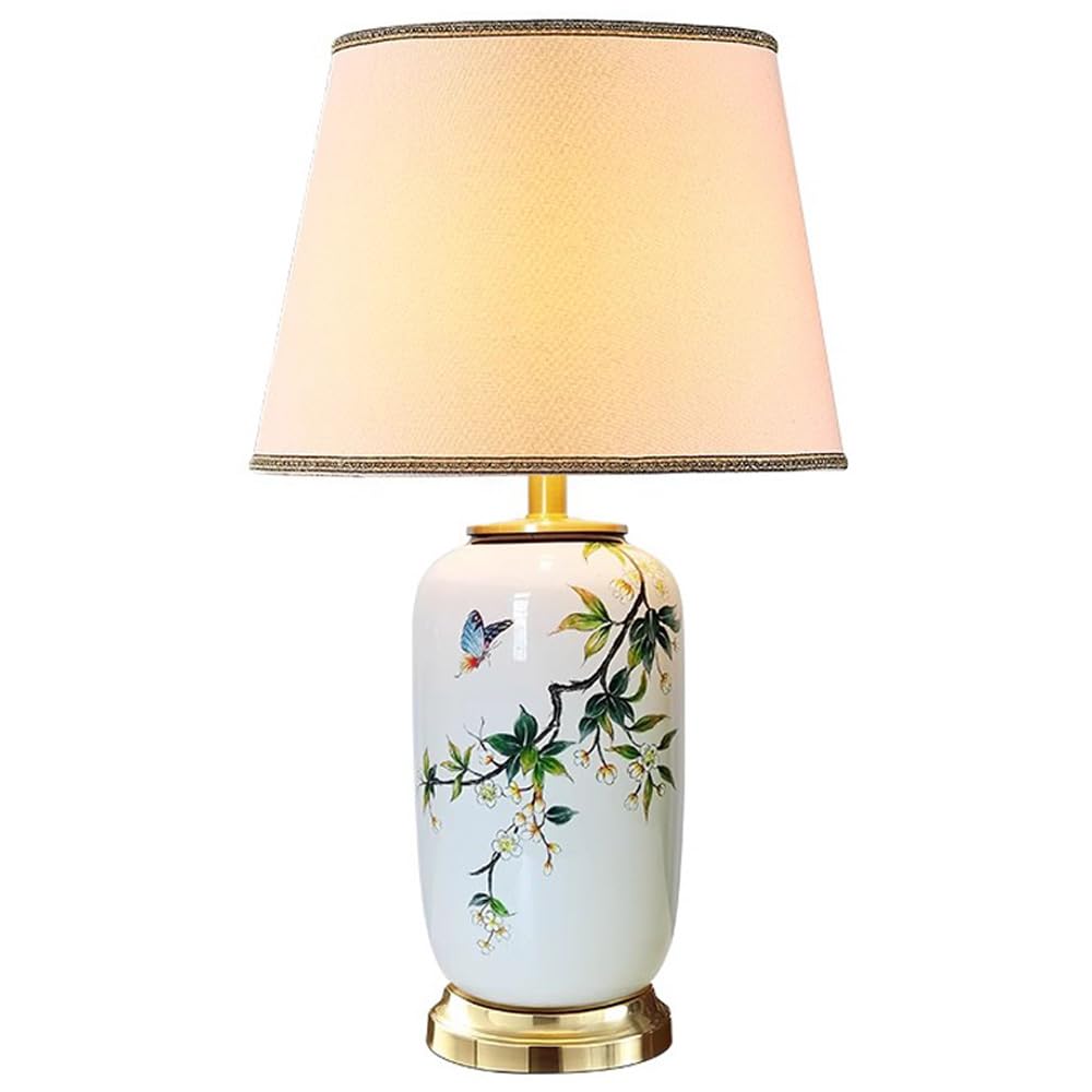 SANBDDLYY Chinoiserie Ceramic Table Lamp - Classic Cottage Desk & Nightstand for Living Room, Office, and Bedroom Exquisite Jingdezhen Porcelain Design