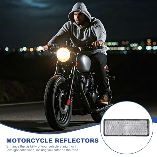 Image of PATIKIL Rectangle Rear Reflectors, 2 Pcs Safety Reflective Warning Reflector Plastic Universal Motorcycle Reflector with M5 Screw Mount for Car Motorcycle Trailer Bike Bicycles, White