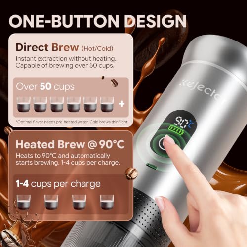 Image of kejector Portable Coffee Maker Espresso Machine for Travel Nano Car Coffee Maker Compatible with Ground Coffee & Capsule for RV, Hiking Camping Office, Travel Espresso Maker Electric Coffee Machine