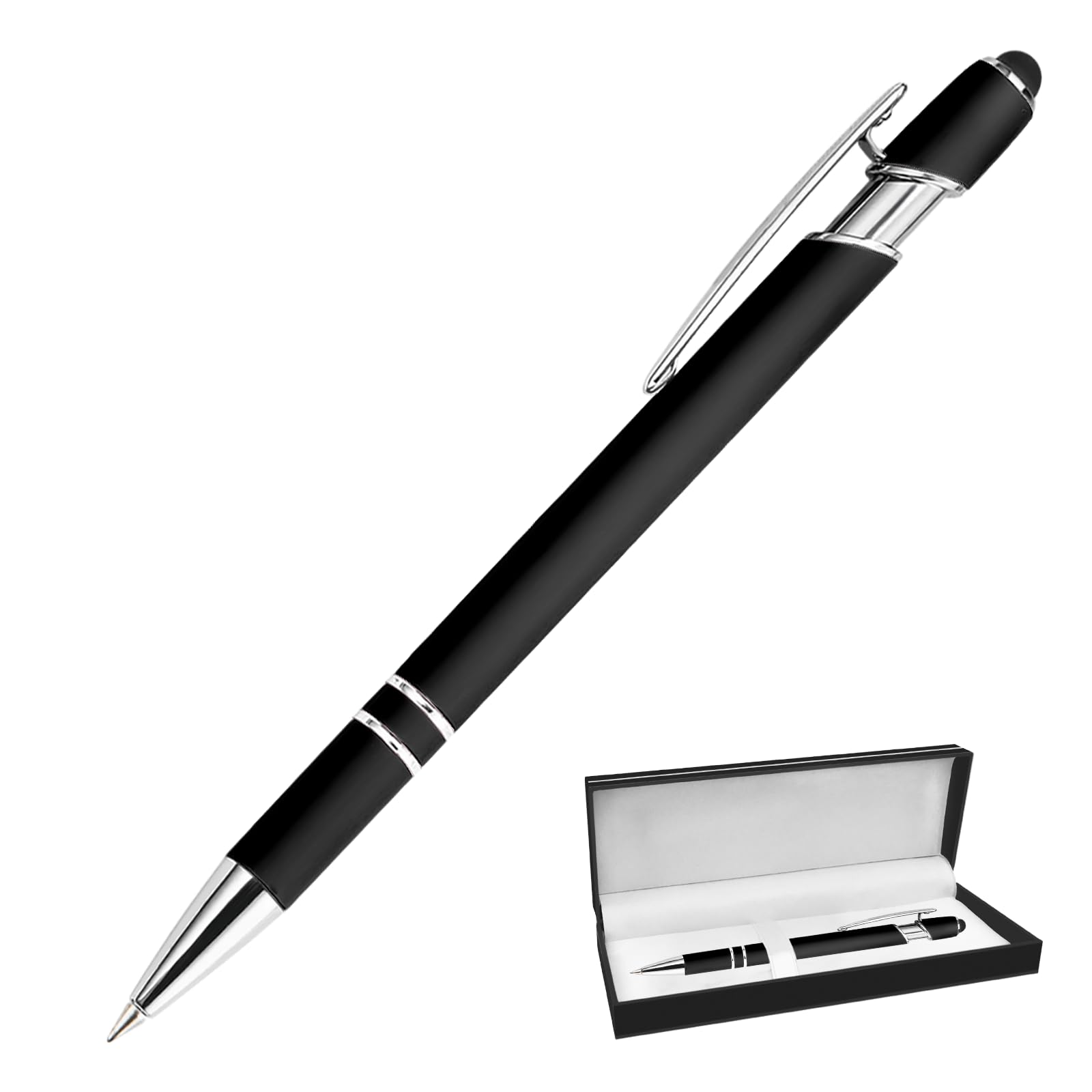 Ballpoint Pen Black Ink for Smooth Writing Retractable Pen 2-in-1 Medium Point Pen Gift Box Set for Office