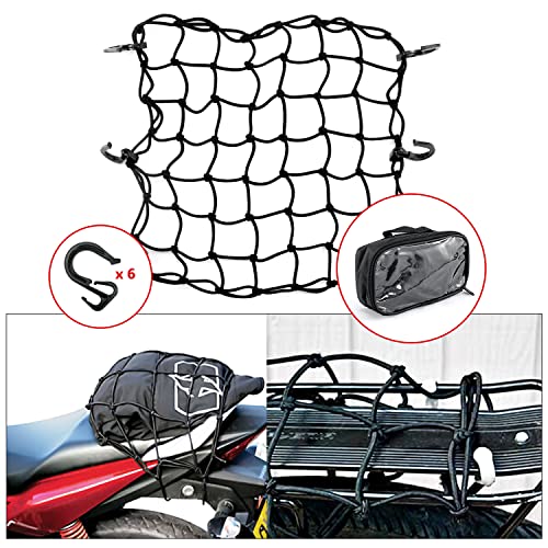 15"X15" Universal Truck Bed Net Black Latex Bungee Cargo Net Extends To 30"X30" With 6 Adjustable Hooks & Tight 2"X2" Mesh #TOP4