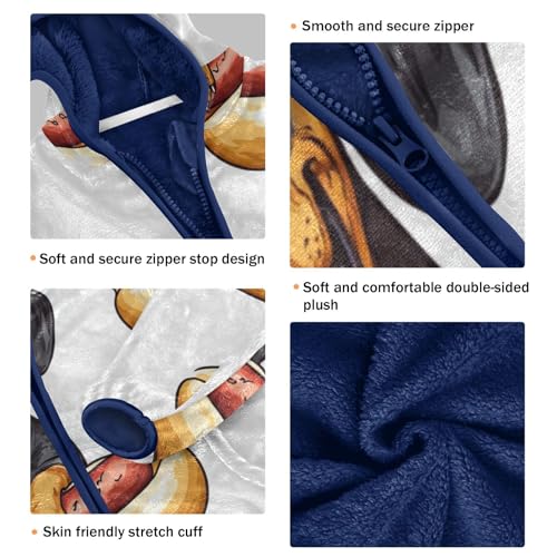 Dog and Hot Dog Girls Fleece Jacket Girls Fall Jacket Girls Zip Up Hoodie Girls Sherpa Jacket 2-10T3