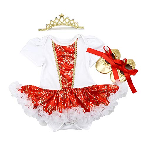 Robe tutu Noël bébé avec body, serre-tête et chaussures taille M