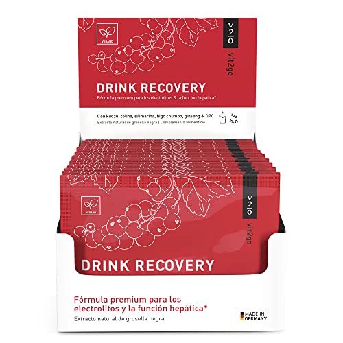 Vit2go DRINK RECOVERY (30 sobres) - Polvo electrolítico, desintoxicación, rehidratación del hígado, con vitaminas, colina, flor de Kudzu, cardo mariano, L-cisteína