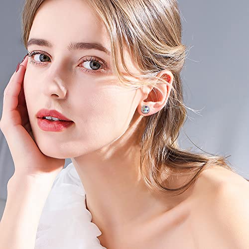 Kesaplan Sterling Silver Crystals Stud Earrings For Women, Made Of Austria Crystals, Round-Cut Rhinestone Halo Stud Earrings Hypoallergenic #TOP4