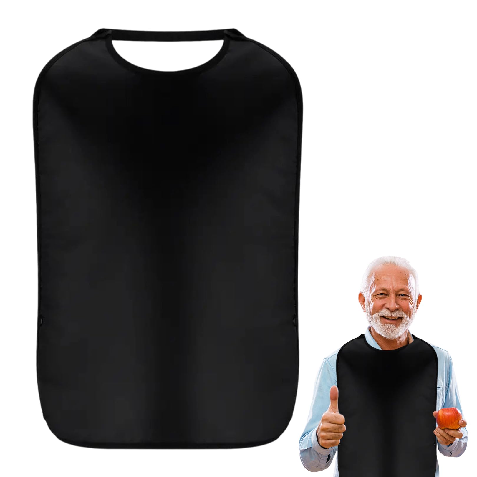 Qiaoliangyao Unisex Black Adult Bibs For Men, Women Adults Bibs For Elderly Washable, Double Layer Waterproof Dribble Bibs Stretchable, Eating Elderly Senior Catching Food Scraps Comfortable And Snug Fit
