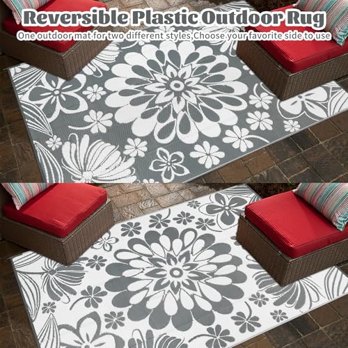Ileadingoutdoorplasticstrawrug6x9ftfunnyfloralstylereversiblepatioarearugswaterproofnonsheddingportablecarpetsforrvoutsidedeckpoolbeachpicniccampinggrey  Urban Country Home Decor Ileading outdoor plastic straw rug 6x9ft funny floral style reversible patio area rugs waterproof non shedding portable carpets for rv outside deck pool beach picnic camping grey  urban country home decor