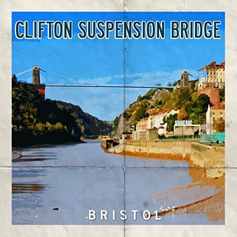 Bristol Clifton Suspension Bridge Retro Poster Greeting Card Cover