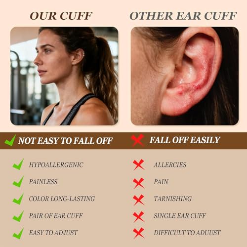 Image of Ear Cuffs Non Piercing 14K Gold Plated Ear Cuff Earrings for Women Trendy Clip on Cartilage Earring Stacks Non Pierced Adjustable Fake Earrings Set Jewelry Christmas Gift 2026 Stocking Stuffers