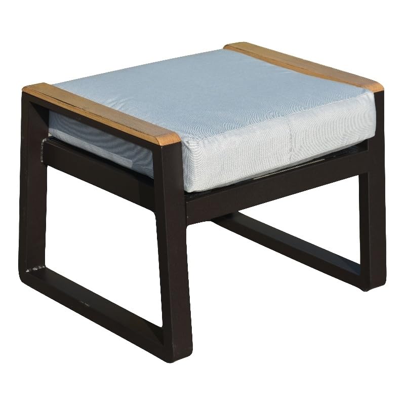 Direct Wicker 2 Piece Iron & Fabric Ottomans with Cushion in Black