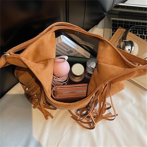 Vintage Suede Bags Women Tassel Hobo Tote Handbag Purses Shoulder Crossbody Bags 6