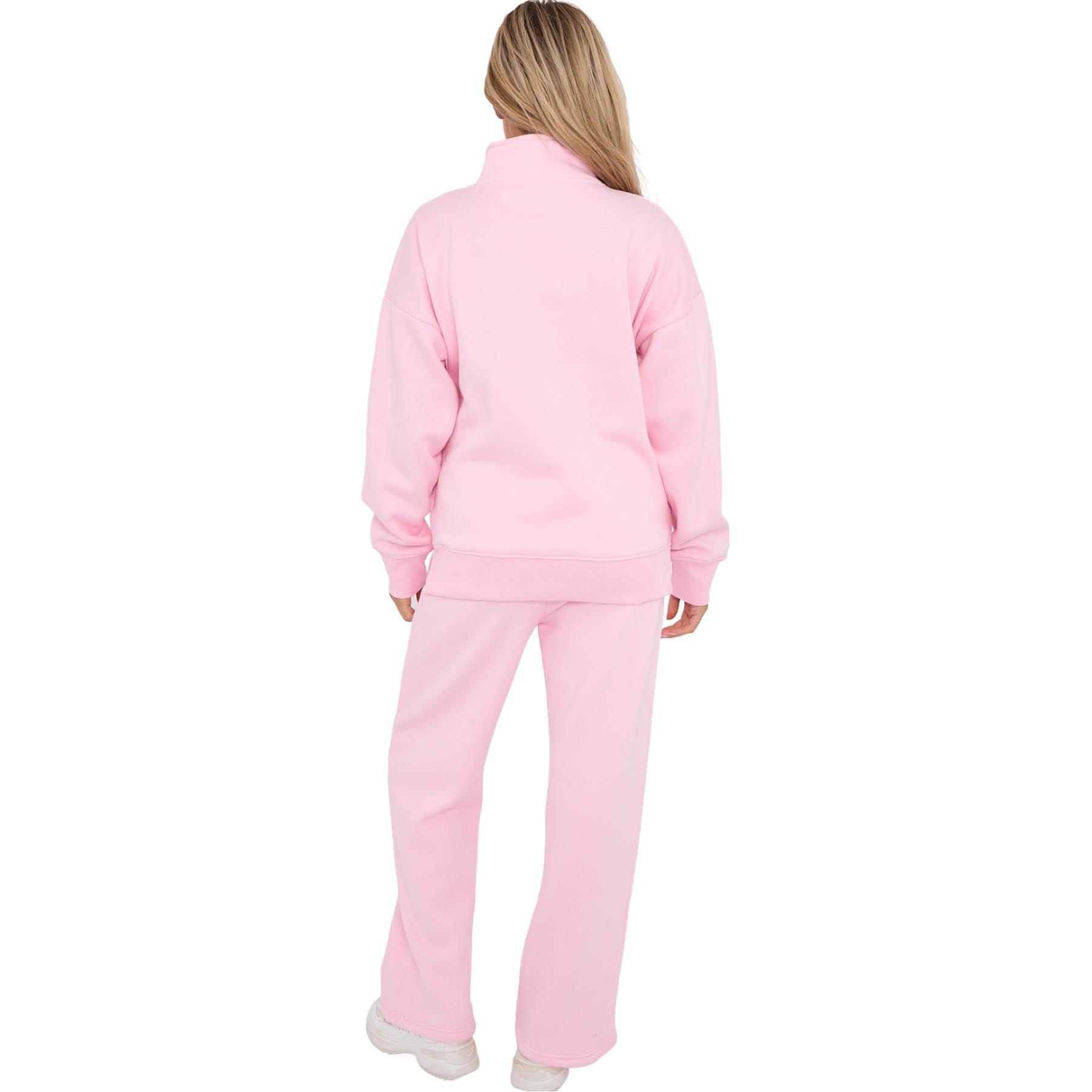 janisramone® Damski zestaw dresowy, bluza polarowa z zamkiem do połowy, damska bluza i spodnie do biegania dla kobiet, ponadwymiarowe, polarowe zestawy odzieży rekreacyjnej dla kobiet, długie rękawy,