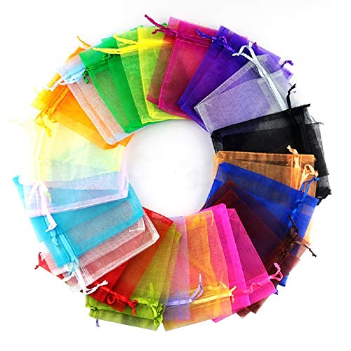 Stratalife 100PCS 5X7 inch Sheer Organza Bag with Drawstring for Wedding Party Favor Fouch Jewelry Gift Bags (Mix 5X7)