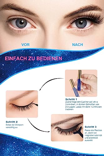 5. Bild von Aosun Magnetische Wimpern mit Eyeliner Kit, 7 Stile, 3D Magnetic Lash Extensions für Natürlich Look, Falsche Künstliche Wimpern Set, Wasserdicht, Ohne Kleber, Schwarz, Eye Make-up für Cat Eye & Hallow