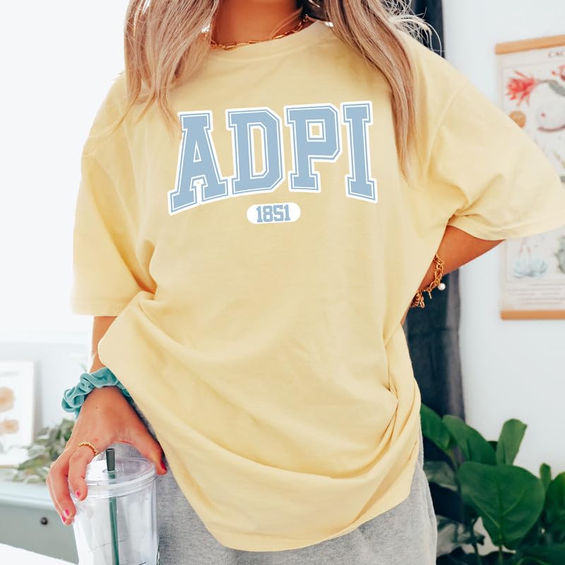 Alpha Delta Pi Comfort Colors Tshirt | ADPi White Athletic Sorority Comfort Colors Tee2