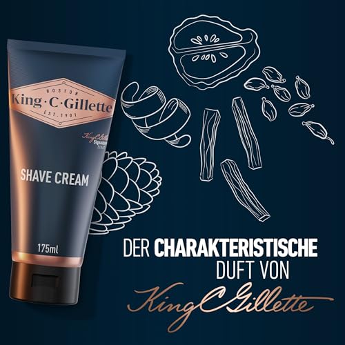 King C. Gillette Bartpflege Original-Rasiercreme, Feuchtigkeitsspendende Gesichtspflege für Empfindliche Haut und Ein Ergebnis auf Barber-Niveau — 175ml 4
