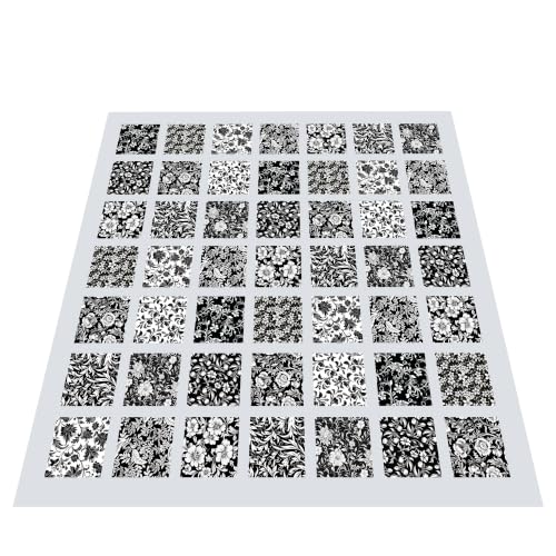 Image of 8 inchx 8 inch 50pcs Cotton Fabric Squares for Sewing Quilting Supplies-B&W Floral | Good quality fat quarters fabric bundles 100% cotton beautiful patterns fabric squares perfect for quilting projects