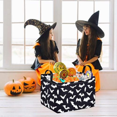 Image of MAIZMZ Halloween Storage Basket Pumpkin Ghost Gift Basket for Kids Foldable Toy Box Waterproof Organizer Bin Laundry Nursery Hamper for Home Office Dorm Closet Shelf
