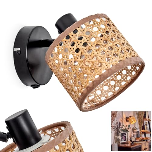 Wandleuchte Barcos, verstellbare Wandlampe aus Metall/Rattan/Wiener...