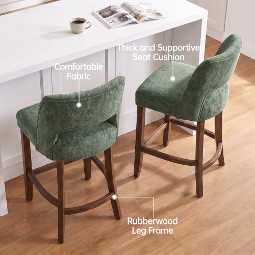 Image of VKNOW Bar Stools Set of 2, 26 inch Counter Height Bar Stools, Bright Green