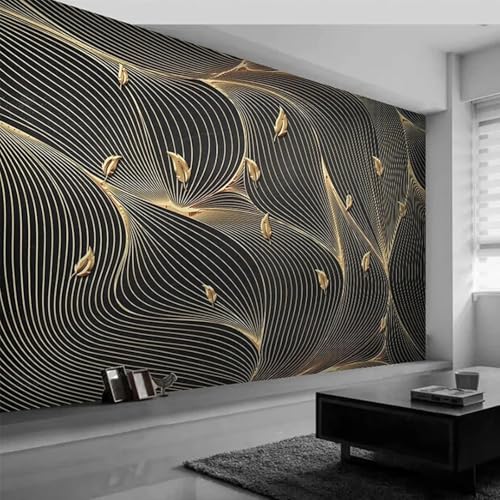Décoration murale design effet pan de oro et lignes 3D pour chambre - 2