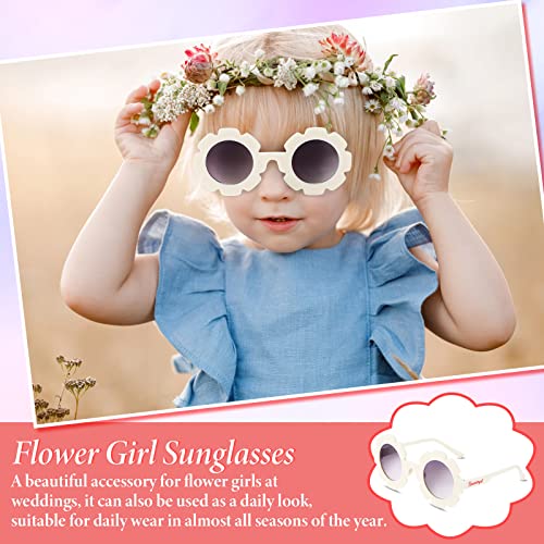 Xuhal 4 Pcs Flower Girl Sunglasses Kids Round floral Sunglasses Cute Glasses Flower Girl Gift Boys Girls Age 3-14 for Wedding Beach Outdoor4