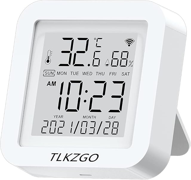WiFi Hygrometer Thermometer Sensor Temperature Humidity Monitor, APP Notification Alerts 2 Years Free History Date LCD Display Remote Monitor for House Greenhouse Support Alexa Google