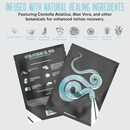 Base Labs Tattoo Aftercare Gel Patch | For Healing, Cooling, and Moisturizing | Latex-Free, Tattoo Recovery Patch for Fresh Tattoos | Fast Relief & Protection | Promotes Faster Healing | 7 Patches - Thumbnail 4