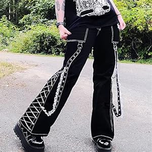 Punk Emo Jeans Vrouwen Baggy Joggers Tie Up Denim 90s Gothic Emo Cargo Broek Broek Hippie Wide Pen Pants