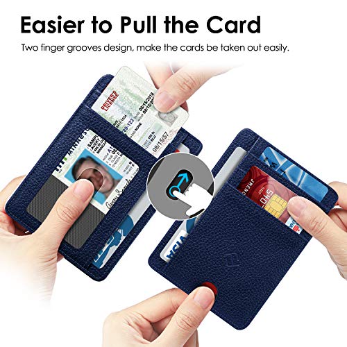 Image of FINTIE Slim Minimalist Front Pocket Wallet, RFID Blocking Credit Card Holder Card Cases with ID Window for Men Women (Navy)