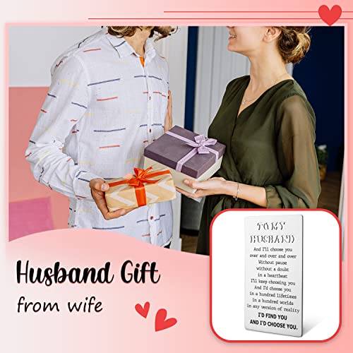 akeke Anniversary Card for Him Husband Wallet Card From Wife Hubby Engraved Wallet Insert Card I Love You Gifts Love Notes for Husband Long Distance Relationship Birthday Gifts for Hubby Him BEC42