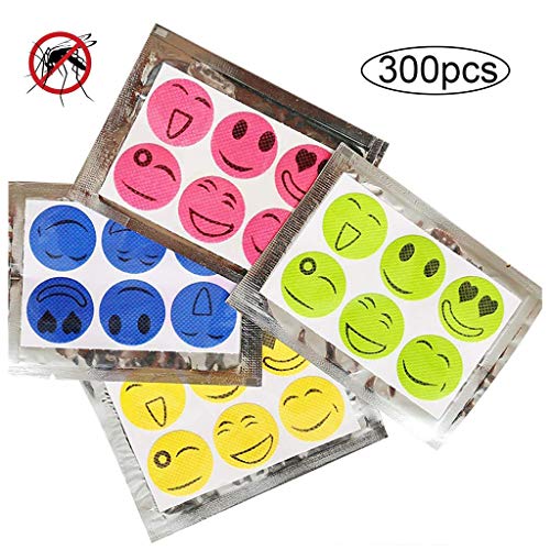 boogift 300pcs Mückenschutz Pflaster Aufkleber natürlicher Mückenstecker Mückenpflaster Mückenschutzpflaster Anti Mücken Mosquito für Indoor Outdoor Camping Smiling Face Mückenschutz Aufkleber