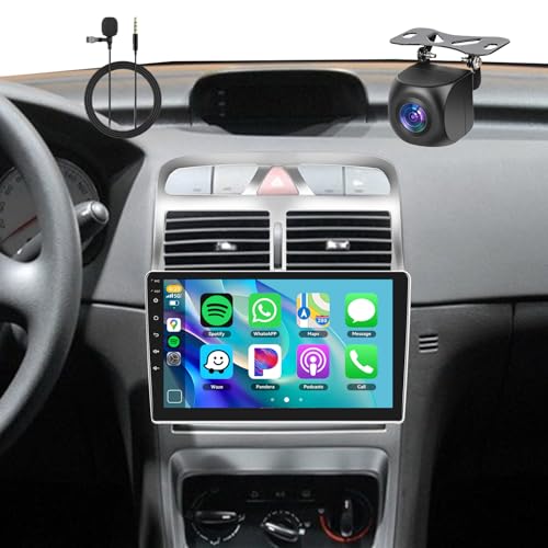 【2+64GB】 Hodozzy Carplay Android Auto Android Radio Coche para Peugeot 307 2002-2013 Radio Bluetooth 2 DIN con Autoradio 9 Pulgadas Touchcreen GPS/WiFi/FM/RDS/HiFi/USB