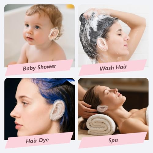 100 Stück Dusche Ohr Abdeckung, Einweg Ohrenschützer, Wasserdichte Transparente Ohrenschützer, Ohrbedeckungen mit Elastischen Bändern, für Haarfärbemittel, Baden, Spa, Friseursalon, Zuhause und Hotel