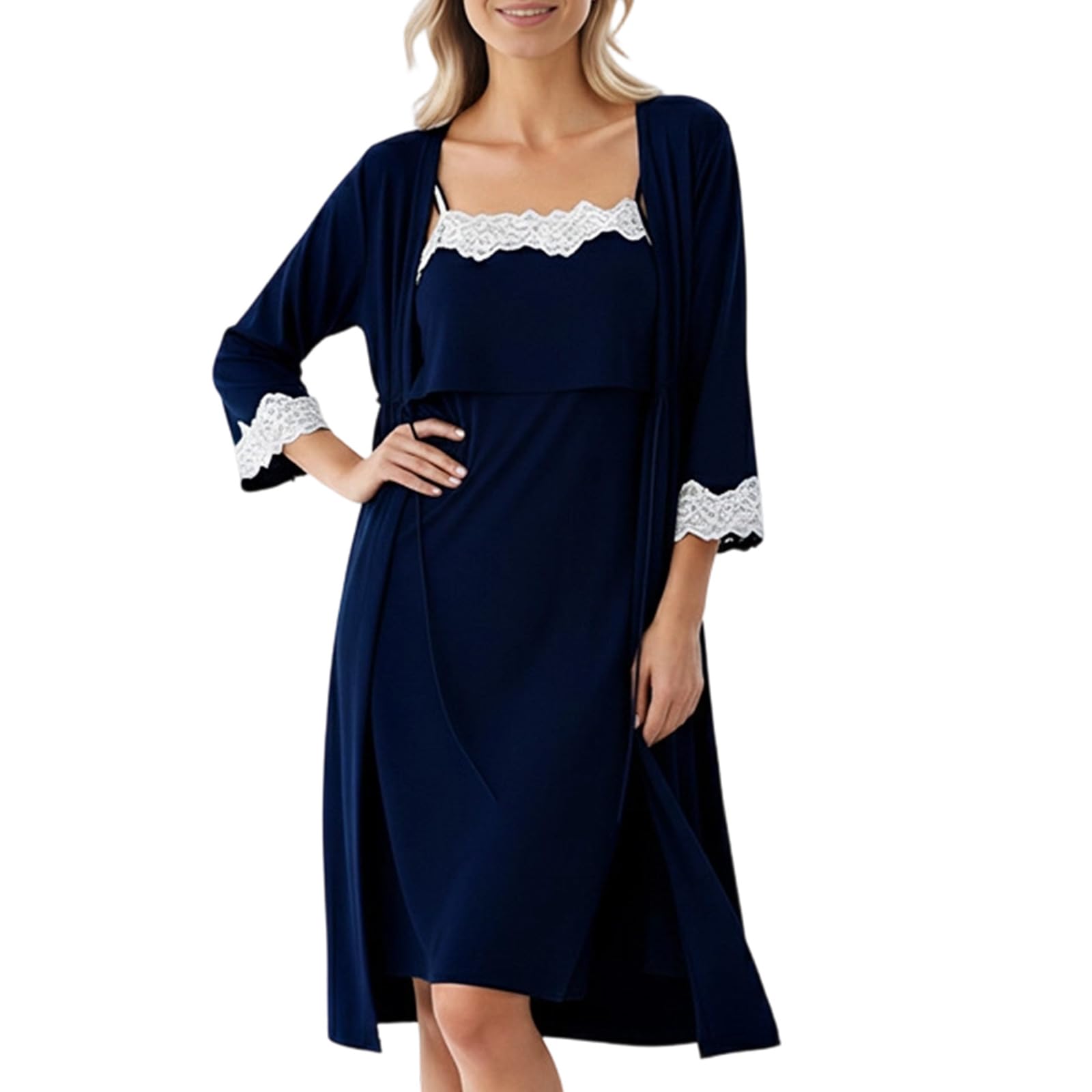 Comoda camicia da notte per allattamento, con aperture laterali, in morbido tessuto per gravidanza e post-parto, comodo vestito da casa per l'allattamento