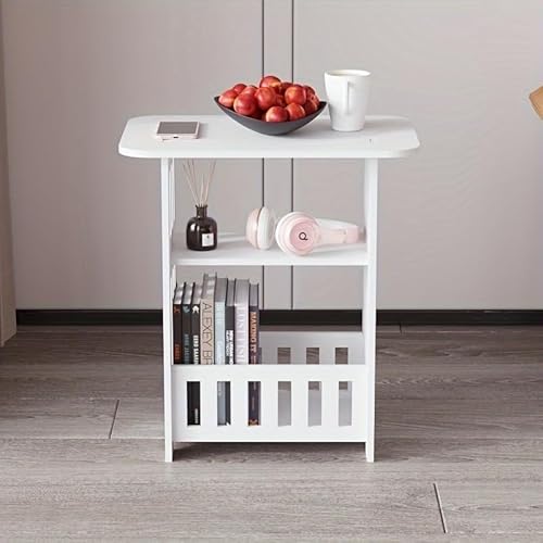 ミニ収納テーブル 1段/2段 リビングルーム ベッドサイドテーブル 多機能 コーヒーテーブル ナイトテーブル ベッド横 テーブル サイドラック 収納付きミニテーブル 一人暮らし 寝室用テーブル 収納キャビネット 組み立てが簡単 (ホワイト)