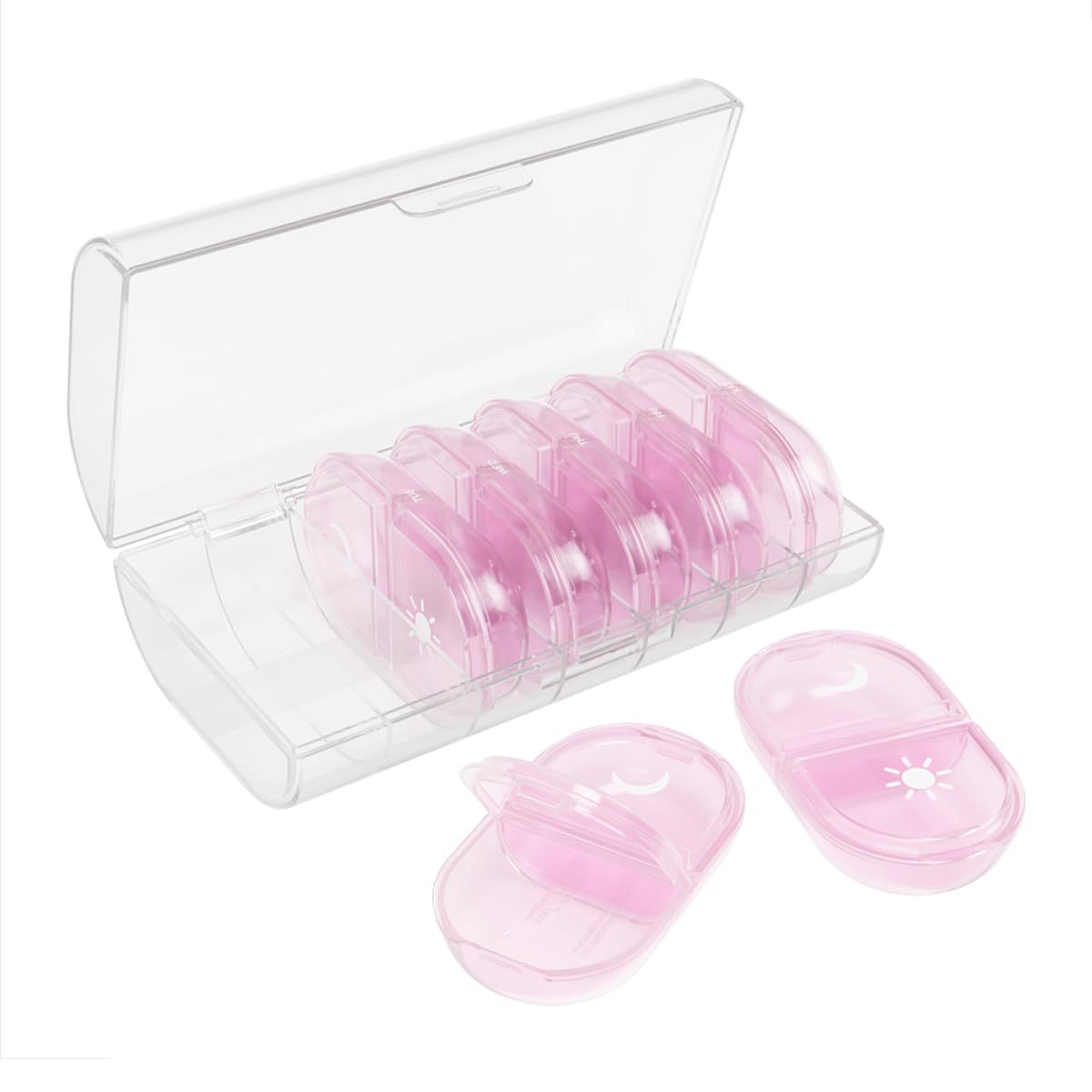 EZY DOSE Weekly (7-Day) AM/PM Pill Organizer with Case, Portable Medication Dispenser, Travel-Friendly Durable Pill Box with Morning and Evening Compartments for Vitamins and Supplements, Pink