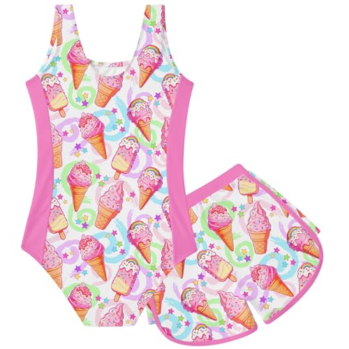 Image of TUONROAD Toddler Girls One Piece Swimsuit 2Pcs Bathing Suit Kids Swimwear with Short for 3-9