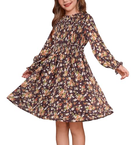 Image of GRACE KARIN Girls Long Sleeve Floral Dress Fall Winter Casual Dresses 6-14Y