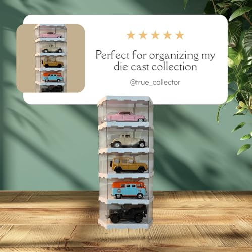 Image of Zebra Polymers Stackable Vertical Display Rack for Die Cast & Scale Models (1:43 /1:32 /1:34 /1:44) | Modular Toy Car Storage Rack & Hot Wheels Display Stand 1 Box