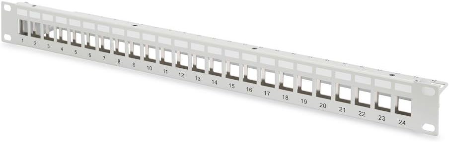 Modular Patch Panel, shielded 24-port, blank, 1U, rack mount, grey RAL 7035