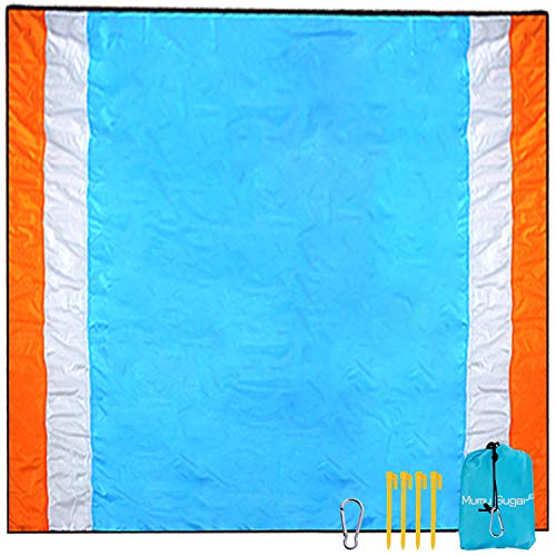 Mumu Sugar Sand Free Beach Mat Oversized 118" X106" Sand Proof Beach Blanket Outdoor Picnic Mat for Travel, Camping, Hiking and Music Festivals-Lightweight Quick Drying Heat Resistant